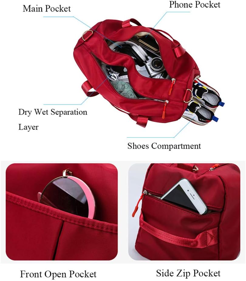 KARRESLY Sports Gym Bag for Women Travel Duffel Bag with Wet Pocket and Shoes Compartment for Training Swim Yoga(Pink)
