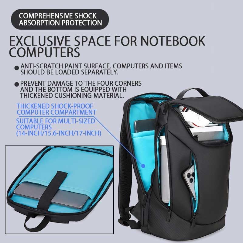 Shockproof Waterproof Laptop Backpack, 17-Inch Anti-Scratch Travel Backpack with Large Storage(Black/Gray/Green) (Black)