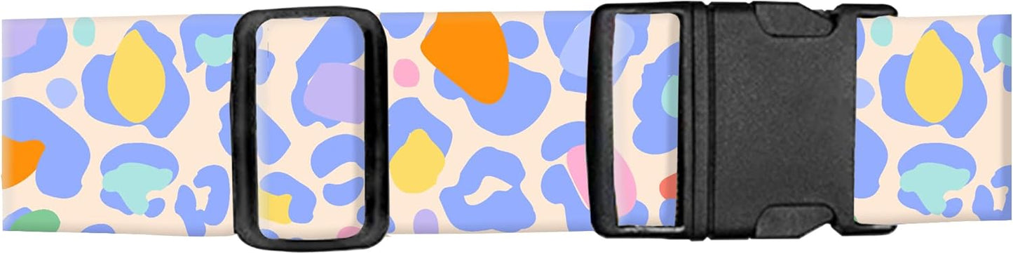 Luggage Straps for Suitcases, Adjustable Travel Belt, Durable Wide Luggage Strap, Cute Suitcase Strap Identifiers with Buckle, Bag Straps for Luggage, Cute Colorful Leopard