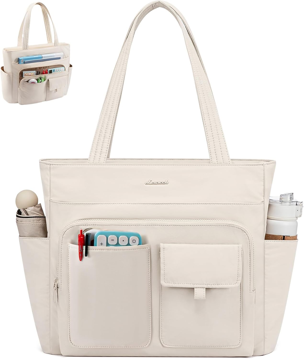 LOVEVOOK Tote Bag for Women,Light Puffer Tote Bag with Multi-pockets,Stylish Carry on Laptop Bags for Daily,Travel,Work,Gym