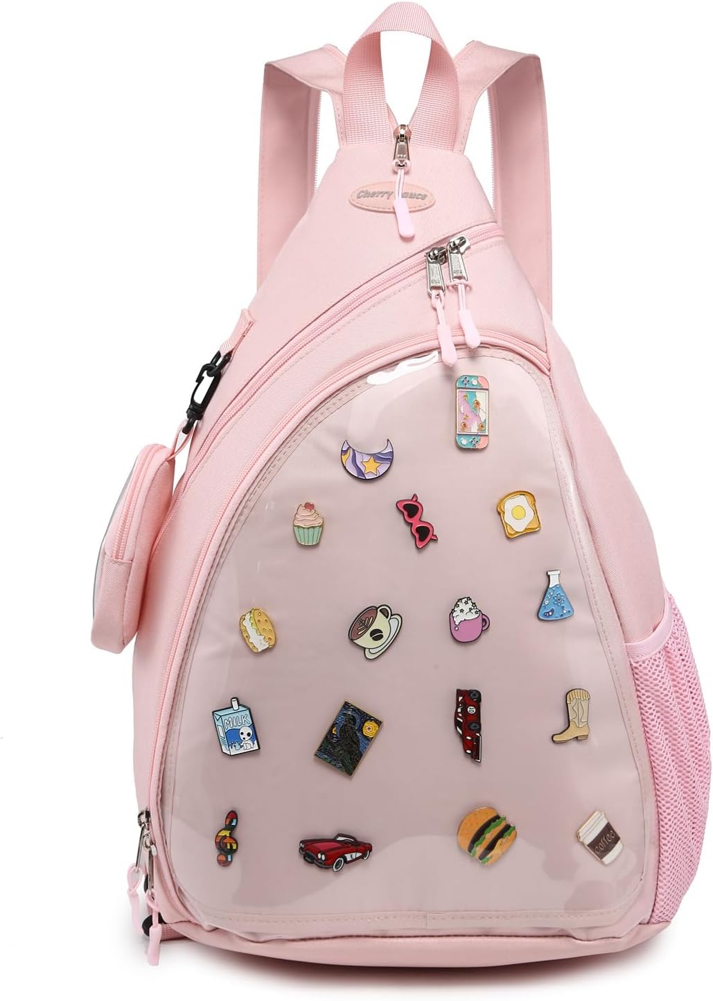 Oxford Ita Bag Kawaii Pin Display Chest Pack Single Shoulder Bag Sport Backpack Hiking Daypack, Large