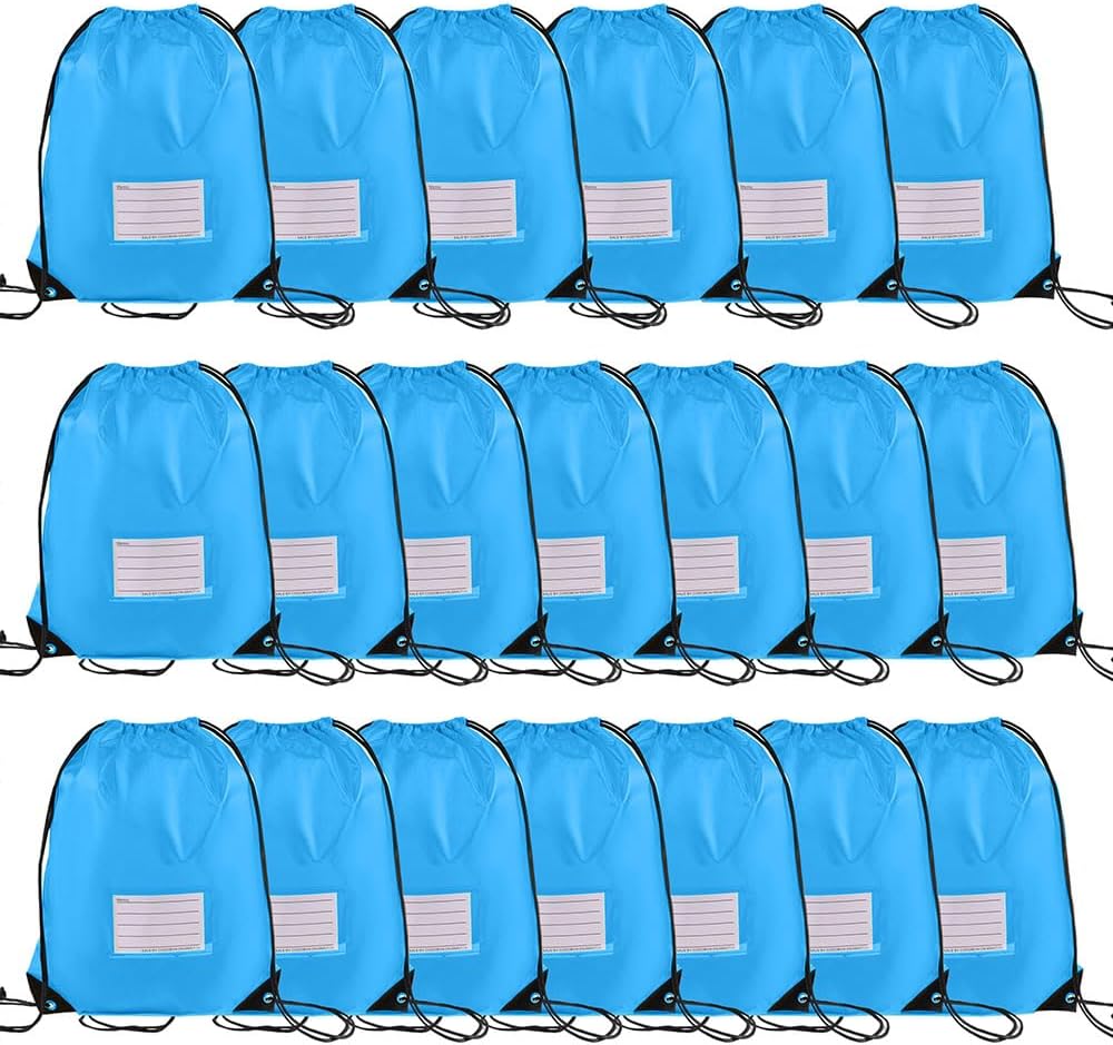20 Pcs Drawstring Bags,Bulk Draw String Backpack, DIY Gym Sports Cinch Bag Sackpack for Women Men, Sky Blue