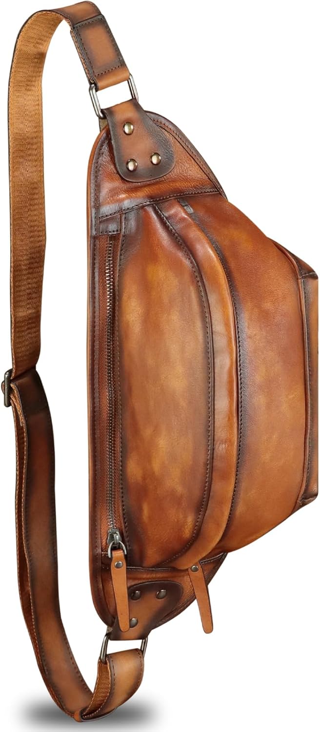 Genuine Leather Fanny Packs for Men and Women Hip Waist Bag Real Leather Fanny Sling Bag Crossbody