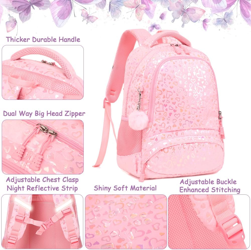 School Backpack for Girls Large Fluffy Bookbag for Kids Teens School Bags for Girl Primary Middle School Casual Daypack