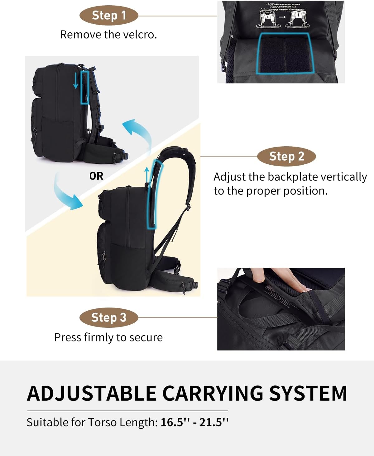 Blue Quartz 40L Military Tactical Backpack, Internal Frame Hiking Backpack with Molle System for Hiking Camping Backpacking Travelling Climbing Rucksack Daypack for Men Women