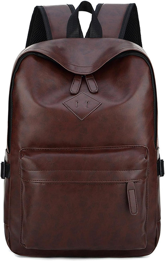 Mens Leather 16.1 inch Laptop Bag Travel Casual Computer Backpack College Business Work Shoulder Bags Waterproof