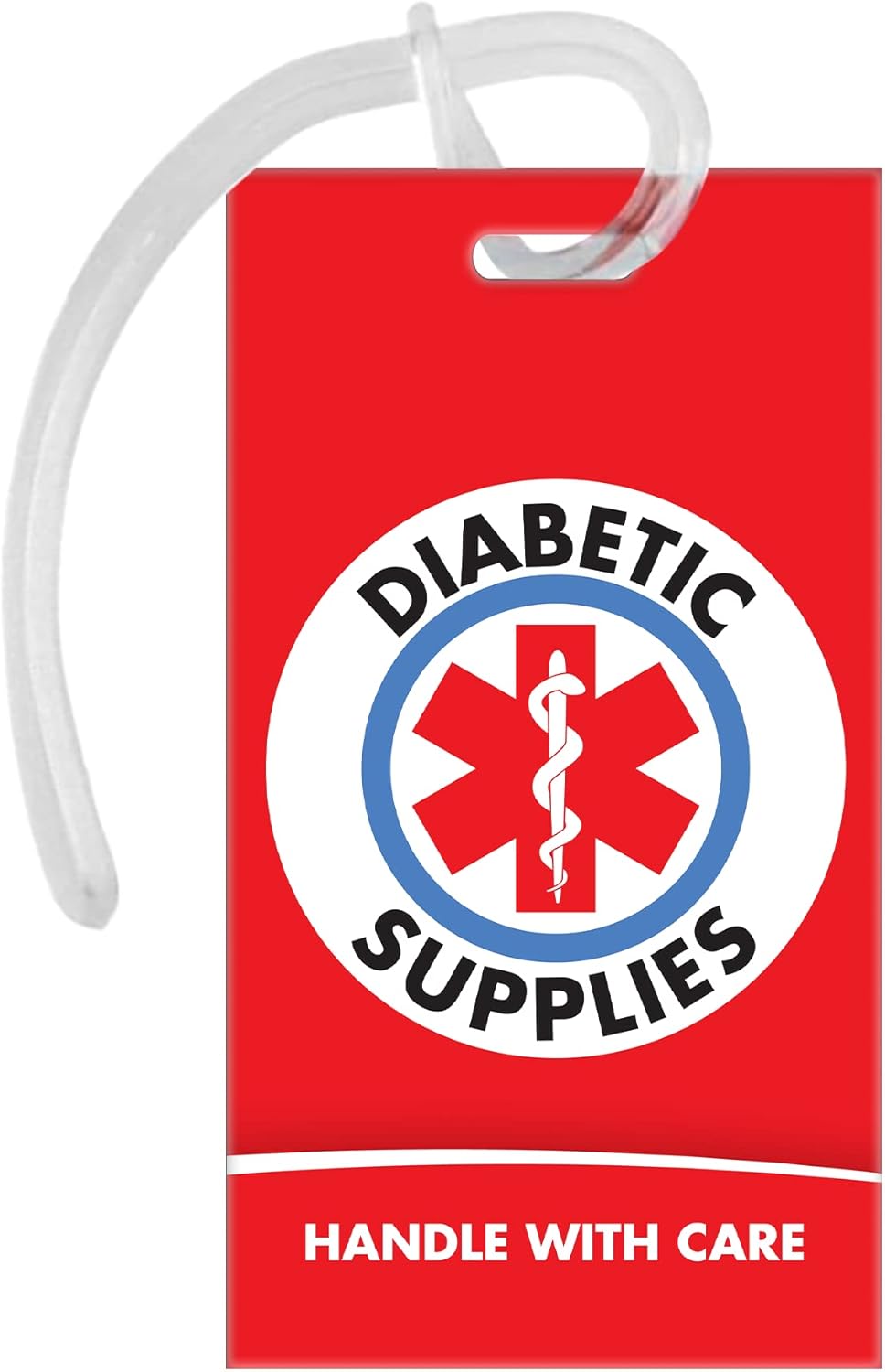 Diabetic Supplies ID Identification Luggage Tag | RED | Medical Alert | Insulin Medical Equipment | Handle with Care | Bag Tag | Luggage Gift