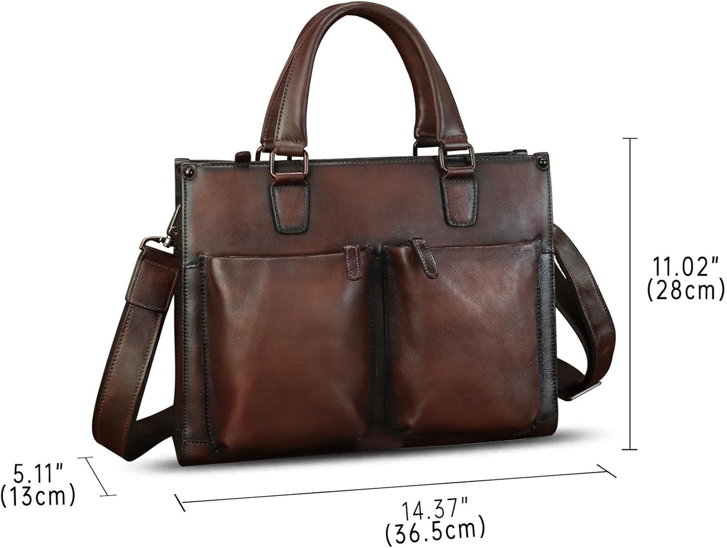 Genuine Leather Messenger Bag Briefcase for Men Vintage Real Leather Shoulder Bag Crossbody Bag Computer Laptop Bag