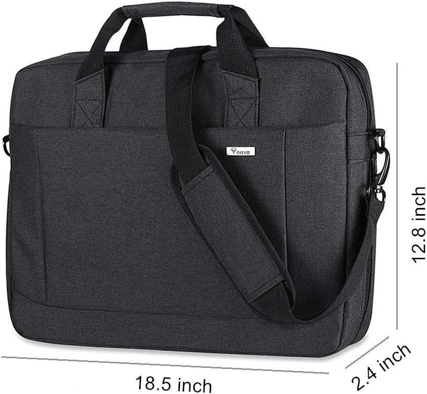 Voova Laptop Bag Case 17 17.3 Inch Computer Sleeve Messenger Bag with Shoulder Strap Expandable Waterproof Large Capacity Business Briefcase for Work Travel Fit 17-18” Laptop, Men Women, Black