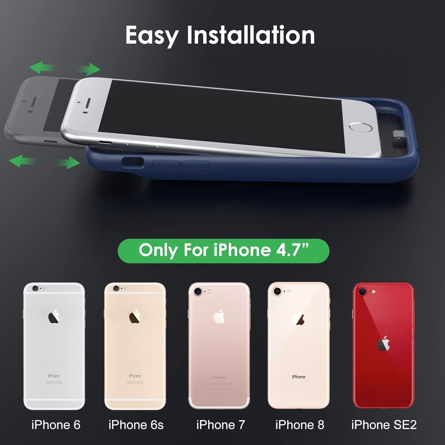 Battery Case for iPhone 6/6s/7/8/SE(2022/2020)(6.1 Inch), [2024 Upgraded] Ultra-Slim 7000mAh Portable Extended Charging Case Cover for iPhone 8, iPhone 7, iPhone 6/6s, iPhone SE Charger Case (Blue)