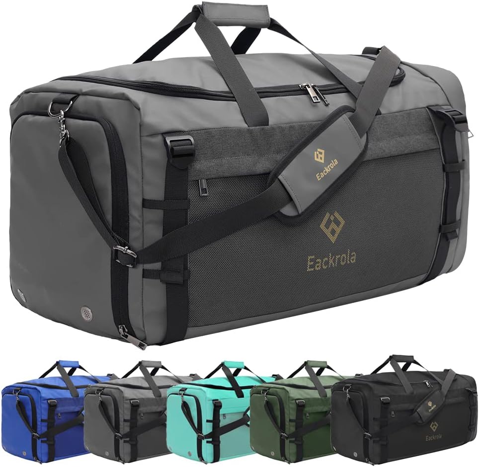 Eackrola Large Sports Gym Bag, Travel Duffel bag with Wet Pocket & Shoes Compartment for men women