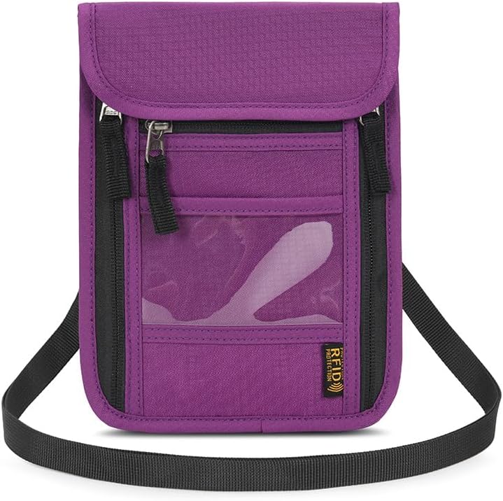 Passport Holder for Travel, Neck Pouch Travel Wallet With RFID Blocking, Waterproof Lightweight