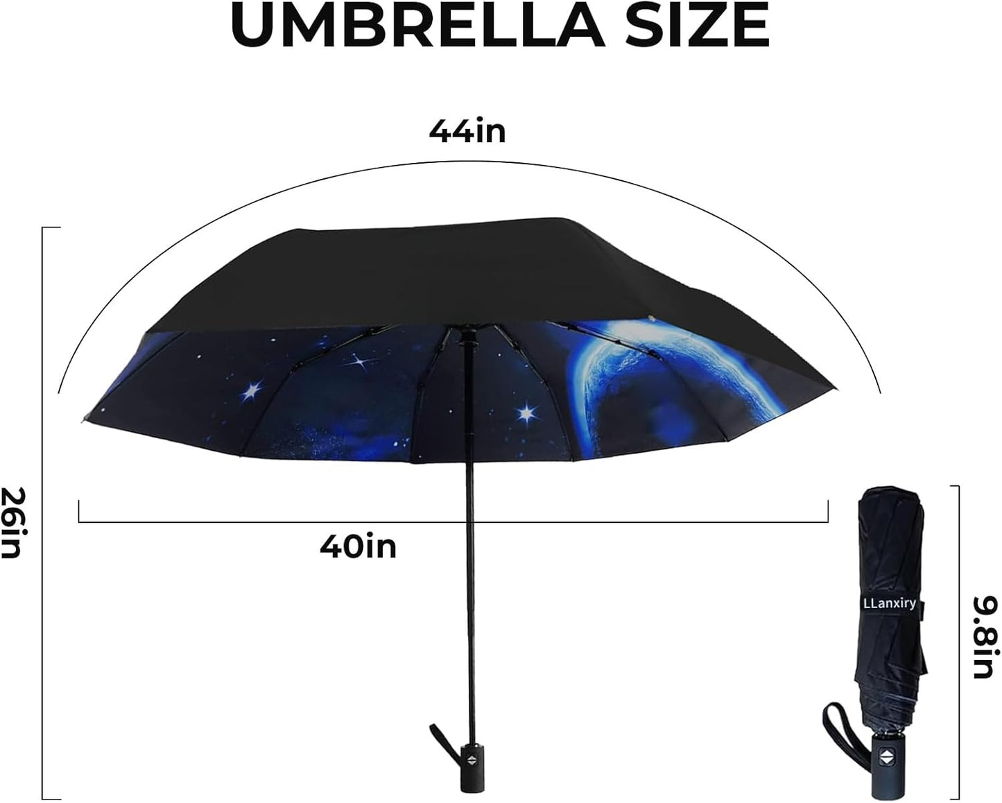 LLanxiry Compact Travel Umbrella, Mini Windproof Umbrellas for Rain & Sun, Small Lightweight Outdoor UV Umbrella, Portable Folding Umbrellas for Travel