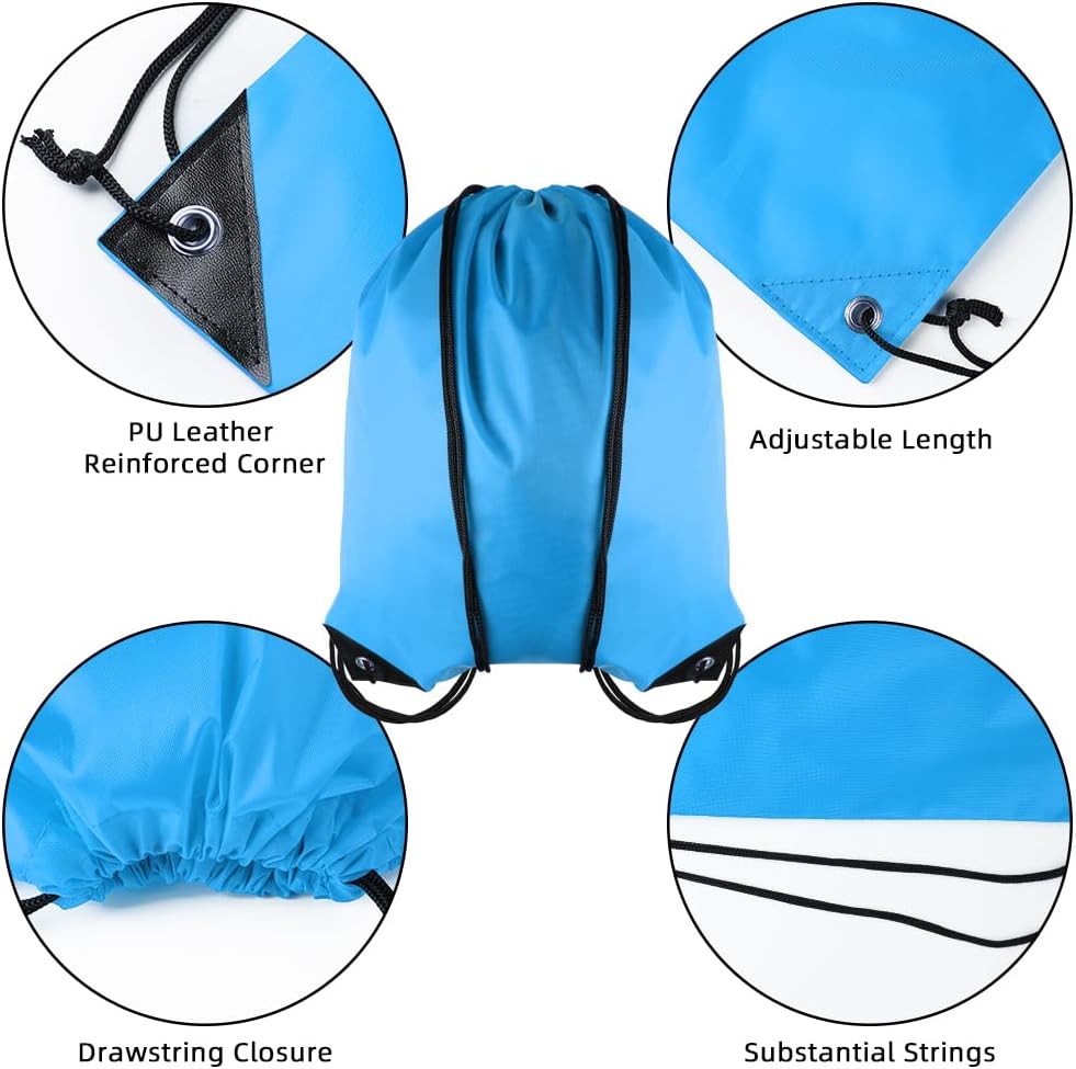 GoodtoU Drawstring Backpacks, Drawstring Bags Bulk Nylon Backpack Cinch Sack for Sport, Traveling, Team (20Pcs, Sky Blue)