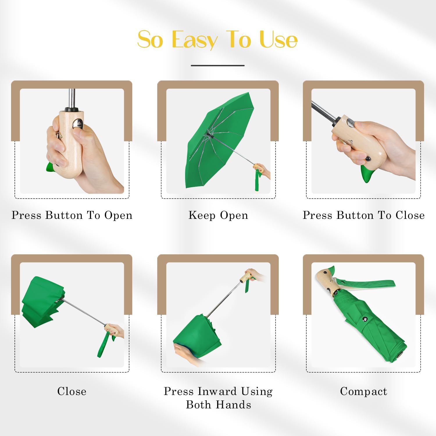 Cute Duck Umbrella Automatic - Compact Pretty Pocket Size Strong Duck Collapsible Umbrella Yellow