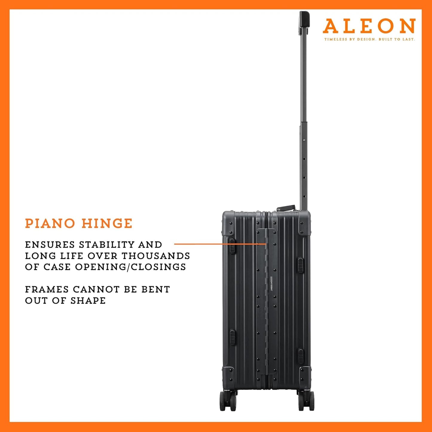Aleon All Aluminum Lightweight Carry-On Luggage - Hardside Carry-On Suitcase, TSA Approved, Hard Shell Suitcase for Travel, Airline Approved 21 Inch Hard Spinner Wheels Luggage (Onyx)
