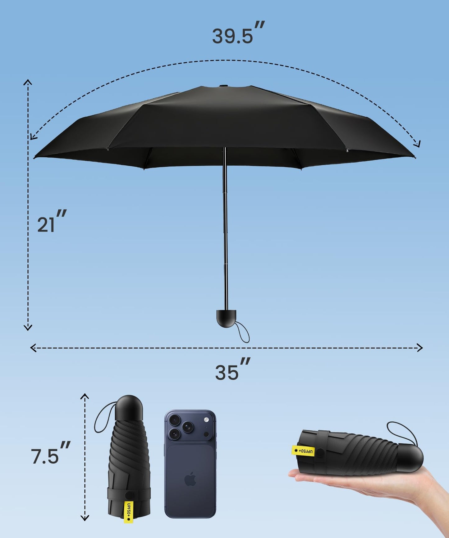 LMUGOOS 3 Pack Mini Travel Folding Umbrella,UPF 50+ UV Compact Portable Sun