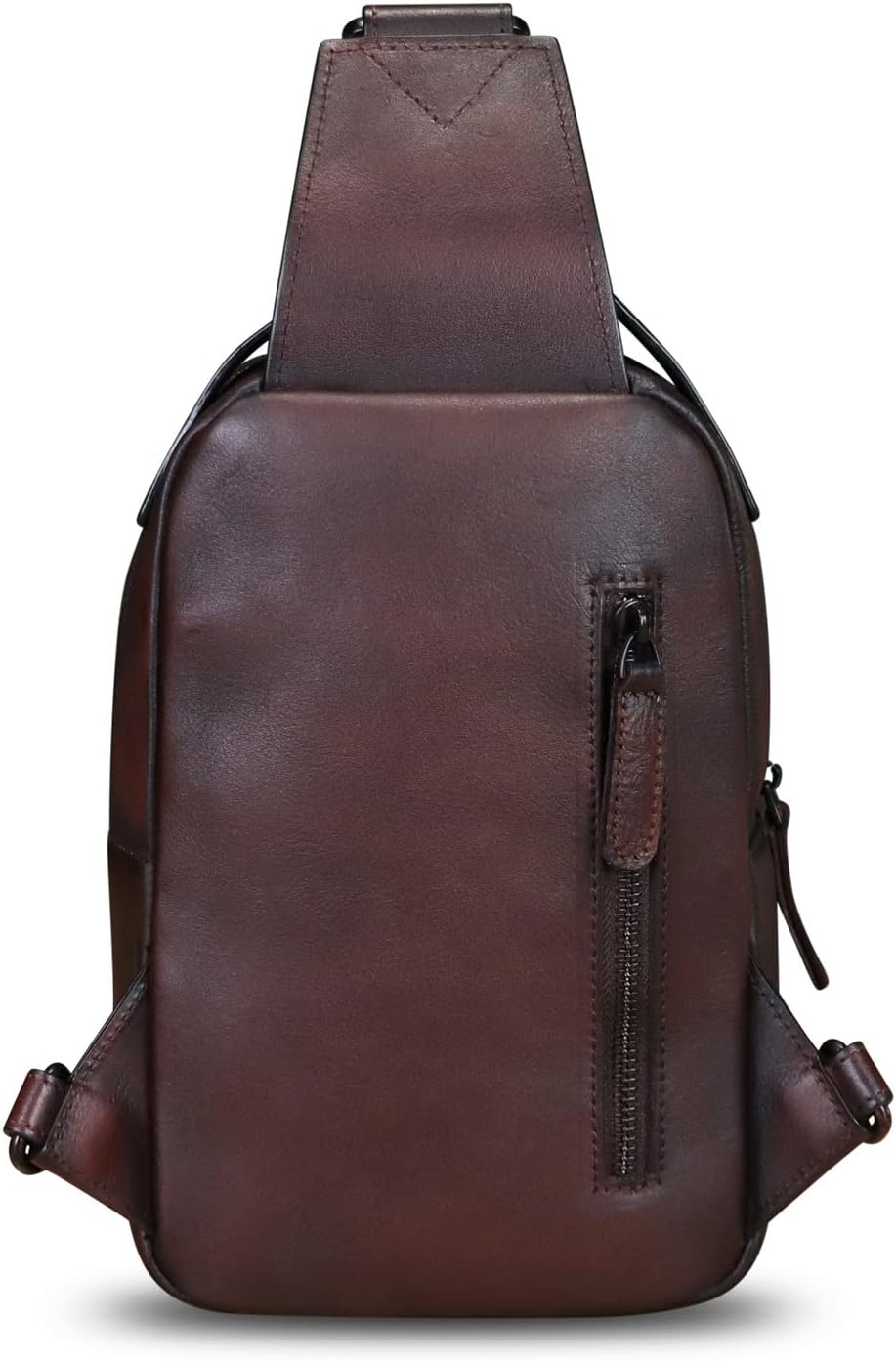 Genuine Leather Sling Bag Crossbody Purse Retro Handmade Hiking Daypack Motorcycle Shoulder Backpack Vintage Chest Bags (Coffee)