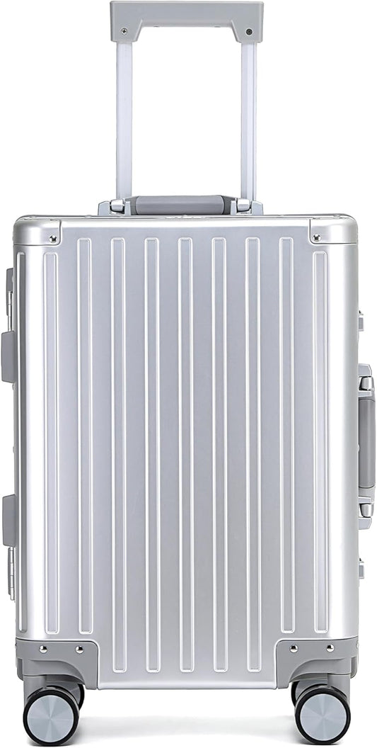YYW All aluminum-magnesium Carry-On Luggage 24 Inch,Airline Approved Lightweight Suitcase with TSA Lock and Silent Wheels,Suitable for business travel (Silver, 24in)