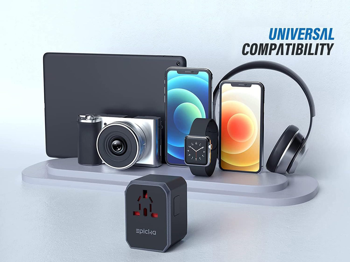 EPICKA Universal Travel Adapter with 1AC/1 USB-C/4 USB-A Ports