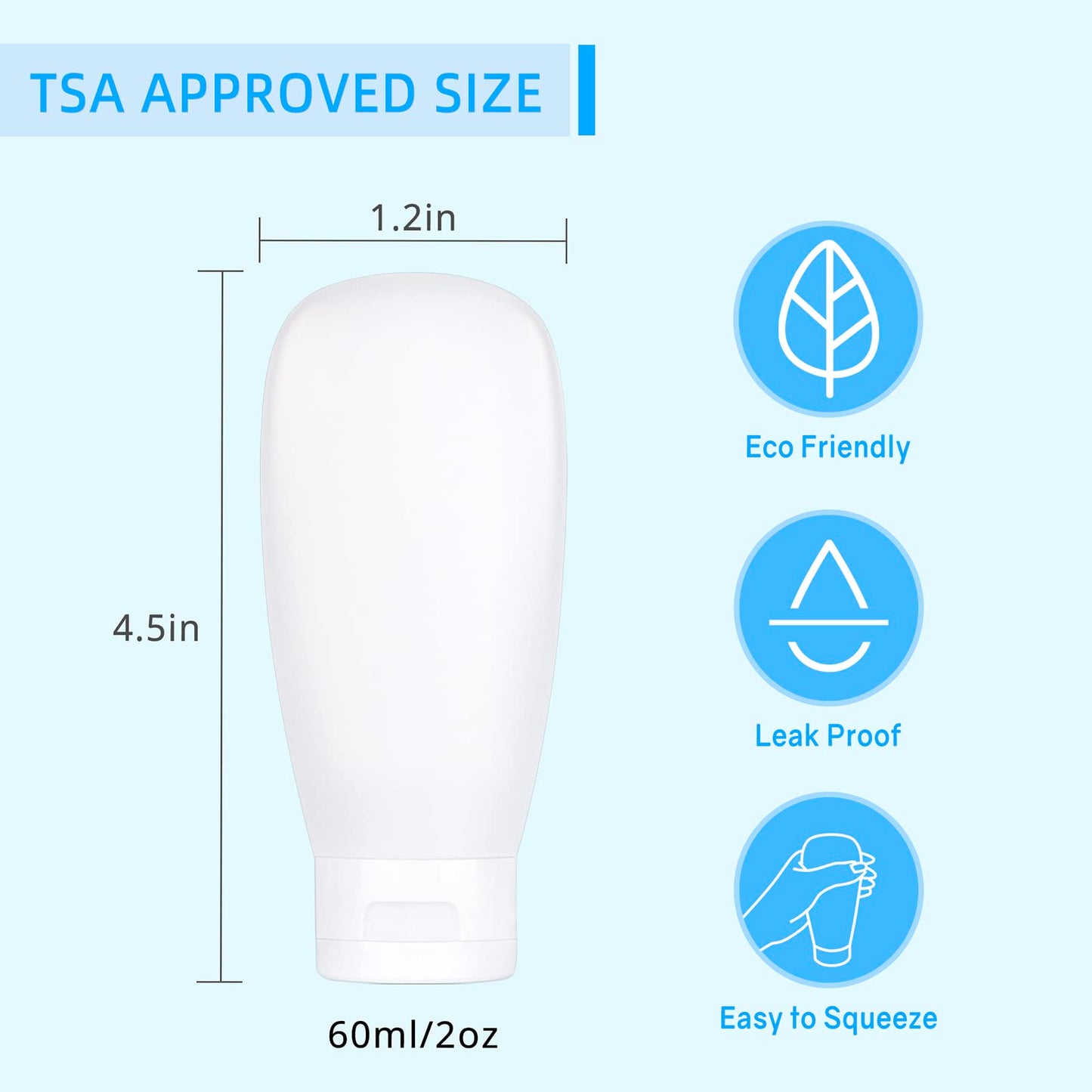 TSA Approved Travel Bottles Set for Toiletries Travel Size Containers Kit 4 Pack Portable Leak