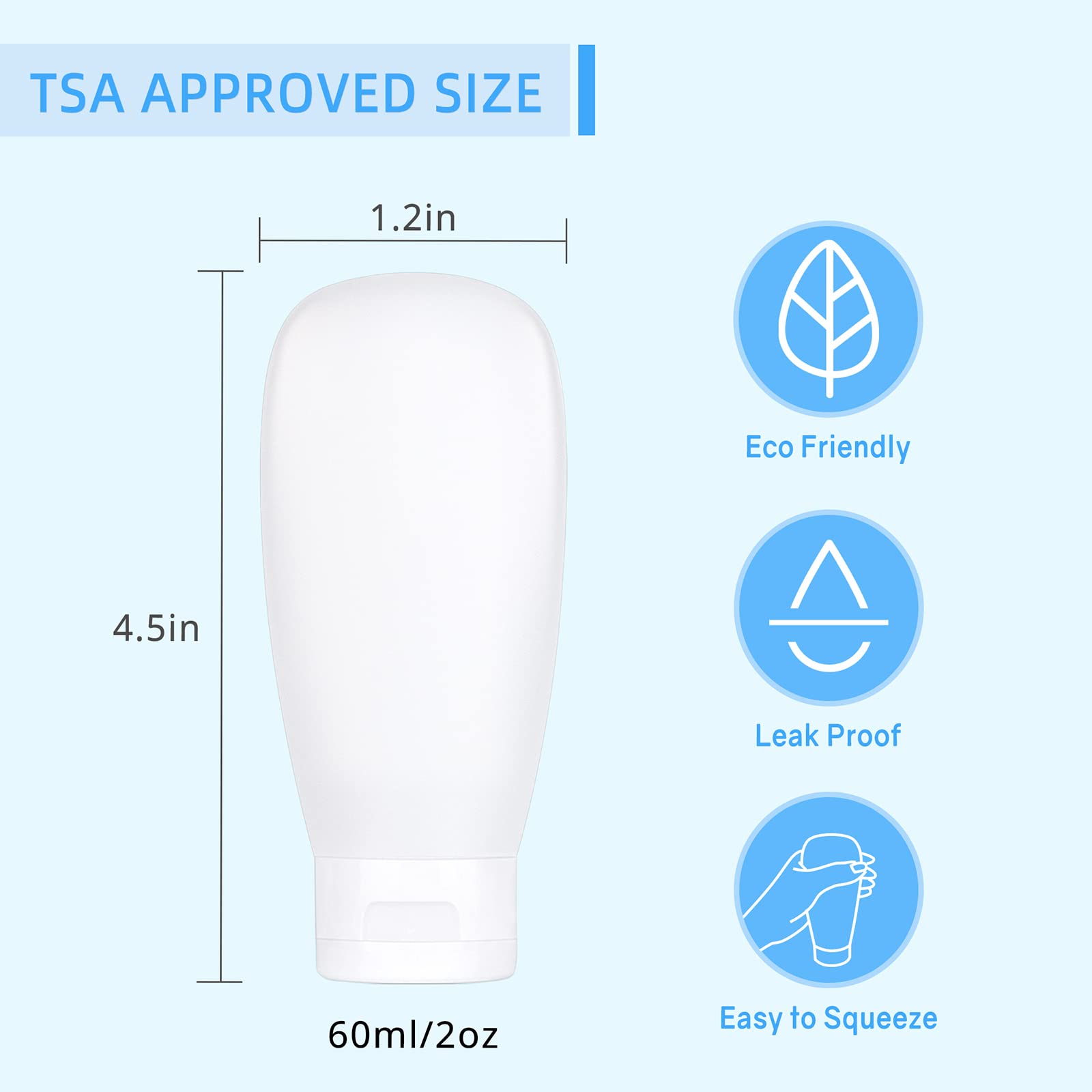 TSA Approved Travel Bottles Set for Toiletries Travel Size Containers Kit 4 Pack Portable Leak