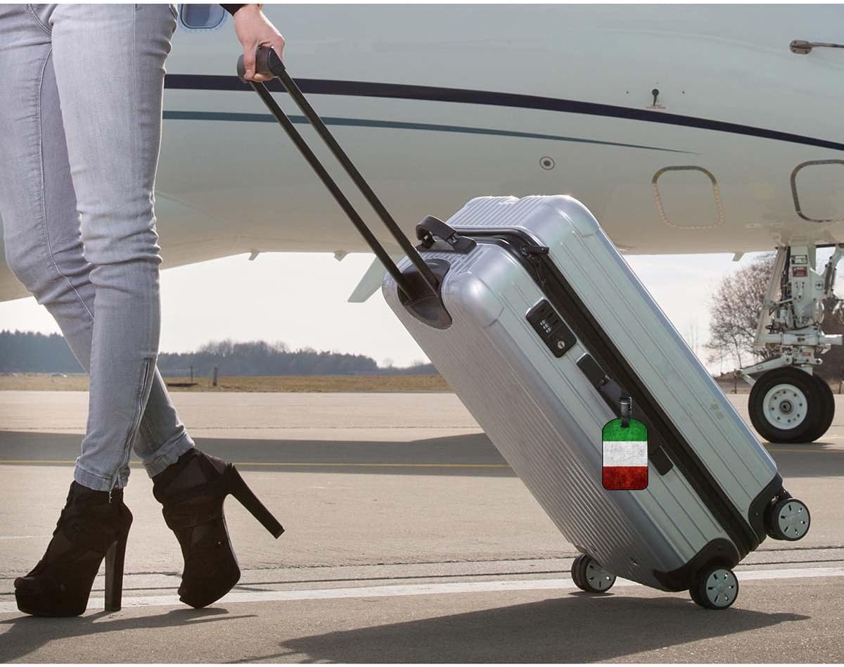 Italian Flag Luggage Tag Vintage Italy Banner Grunge Green White Red National Country Suitcase Tag