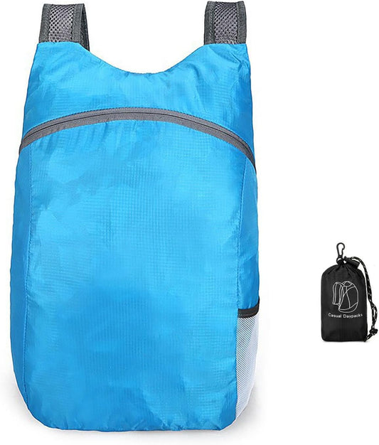 Lightweight Foldable Waterproof Backpack For Men Women Outdoor Sports Travel Leisure Bag Hiking Small Daypack 20L (Blue)