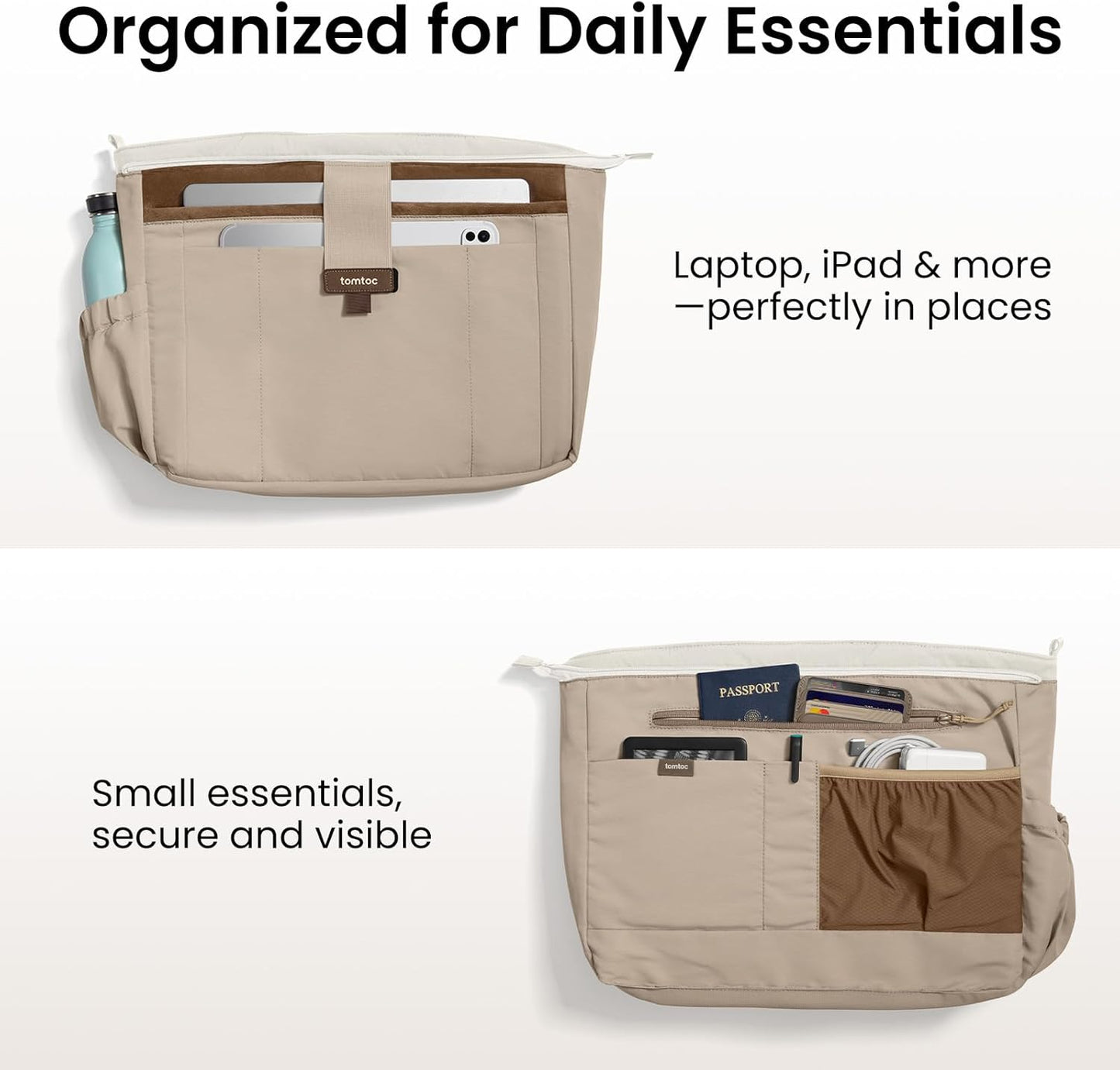 tomtoc 16-inch Puffy Laptop Tote Bag for Women 13.5L, Lightweight Puffer Work Tote with Padded Laptop Compartment for 15/16-inch MacBook, Large Capacity Tote Bag for Office, Business, Daily Essentials