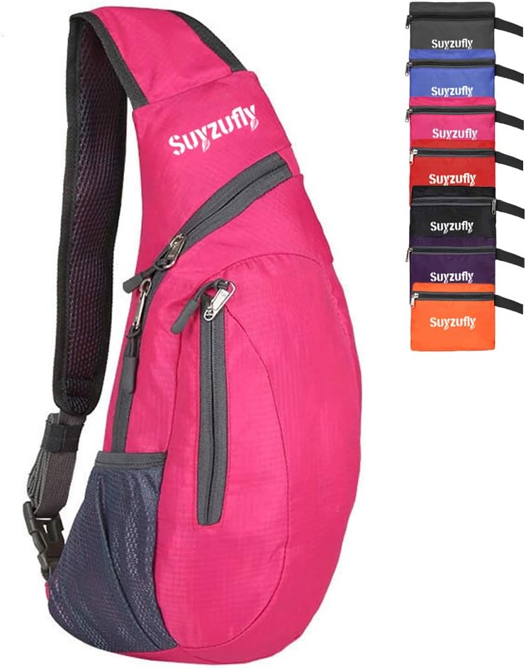 Men Women Foldable Sling Bags Shoulder Chest Backpack Crossbody Daypack for Cycling Walking Hiking