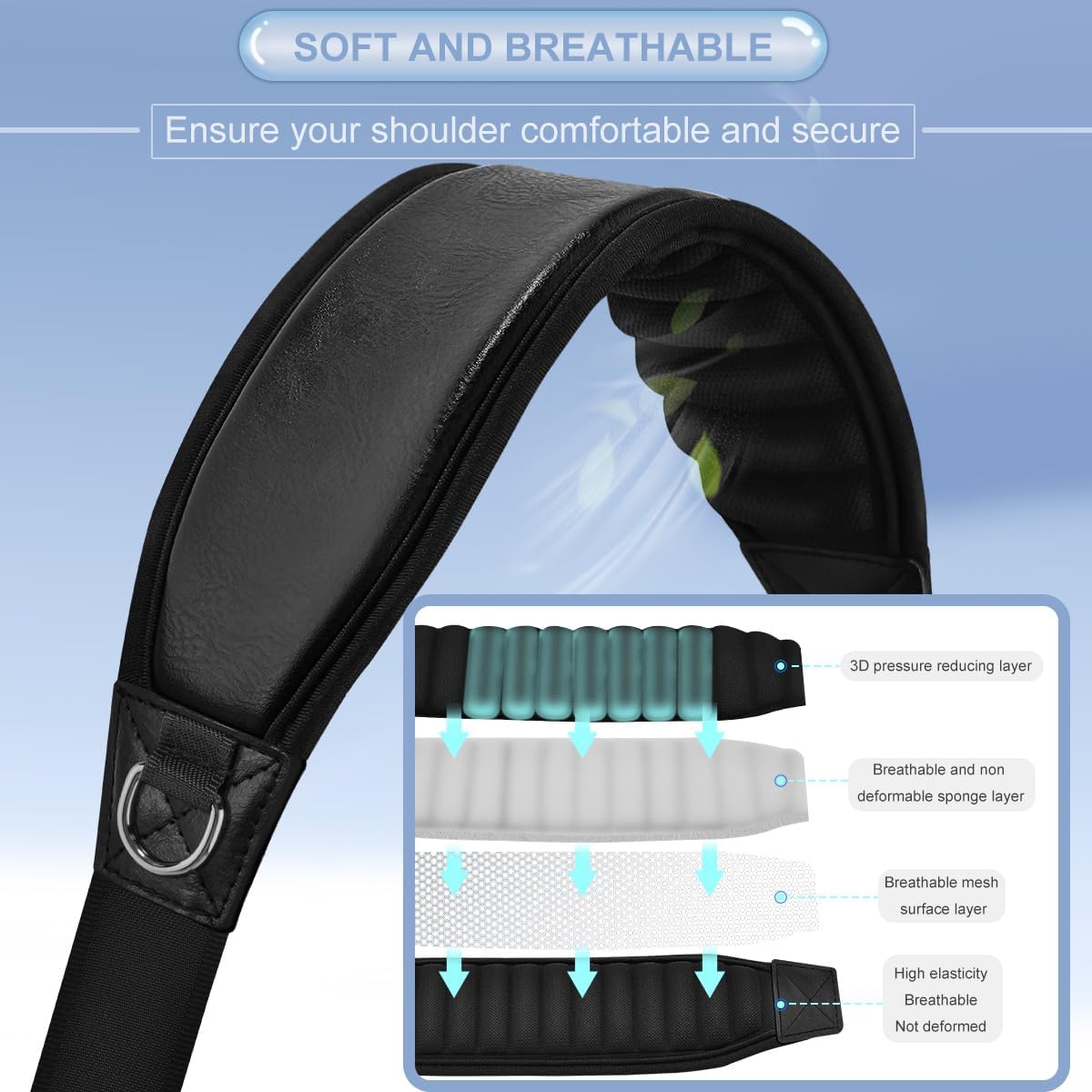ZINZ Shoulder Strap 78" Belt with Neoprene Thick Padded, Universal Bag Strap with Double Adjustable