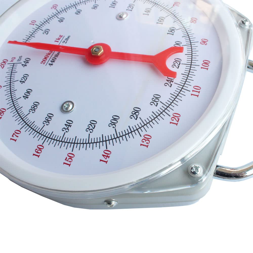 Spring Hanging Dial Scale,440lbs Industrial Hanging Scale,Spring Mechanical Hanging Scale for Kitchen Fishing,Mechanical Luggage Scale
