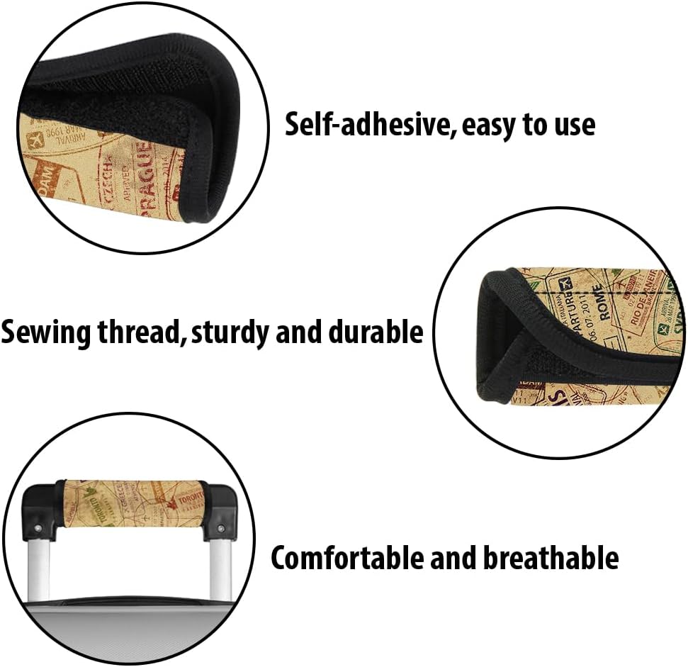 WIRESTER 1Pc Neoprene Luggage Handle Wrap Cover, Grip Luggage Identifier Accessories for Travel Bag Suitcase Luggage - Passport Custom Stamps