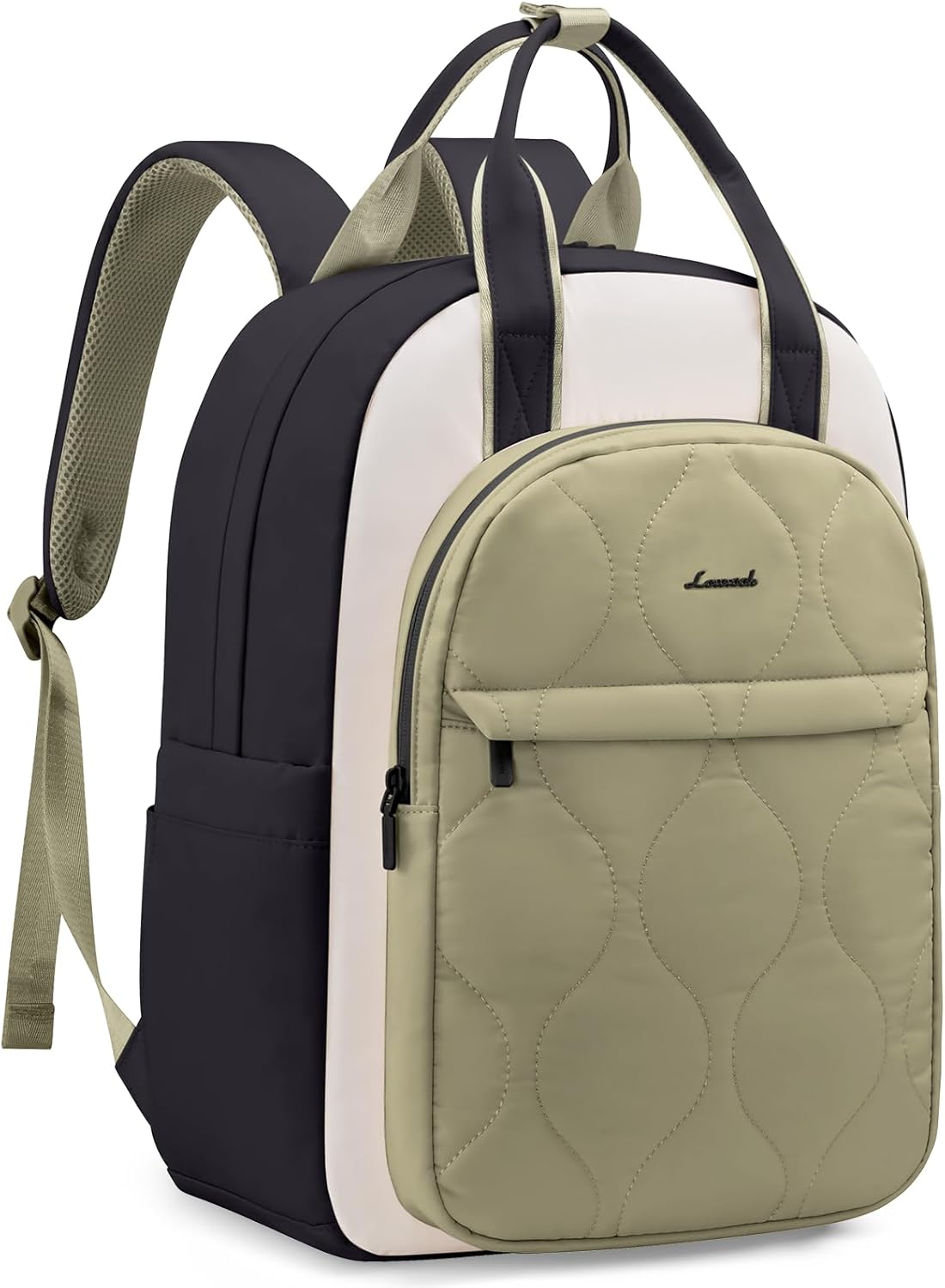 LOVEVOOK Laptop Backpack for Women, College Travel Backpack Puffer Womens Backpack for 15.6 Inch Laptop, Water-Resistant Quilted Casual Daypack, Green