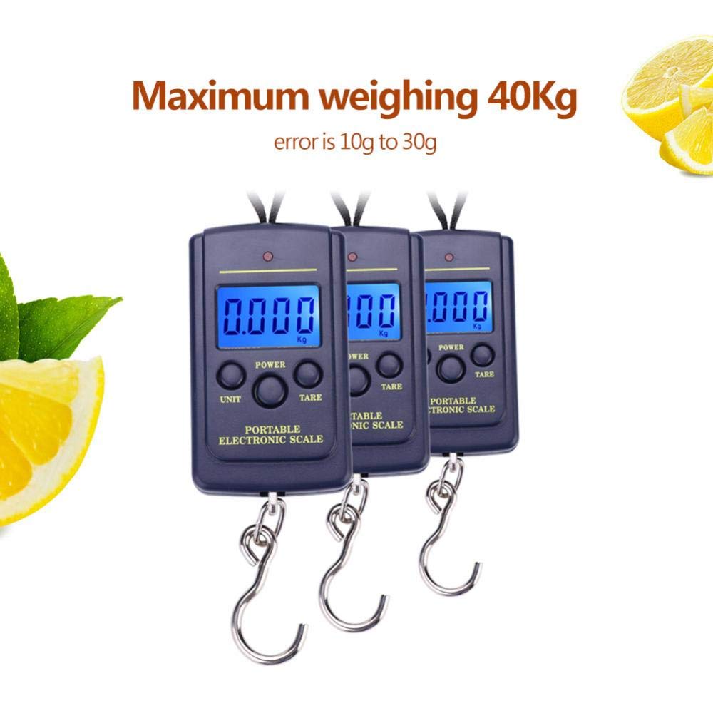Fish Scales Digital Weight, Hanging Weight Scales, Portable Plastic Electric Balance Digital Fishing Postal Hanging Hook Scale Load 40kg with LCD Display for Fishing Retails Delivery
