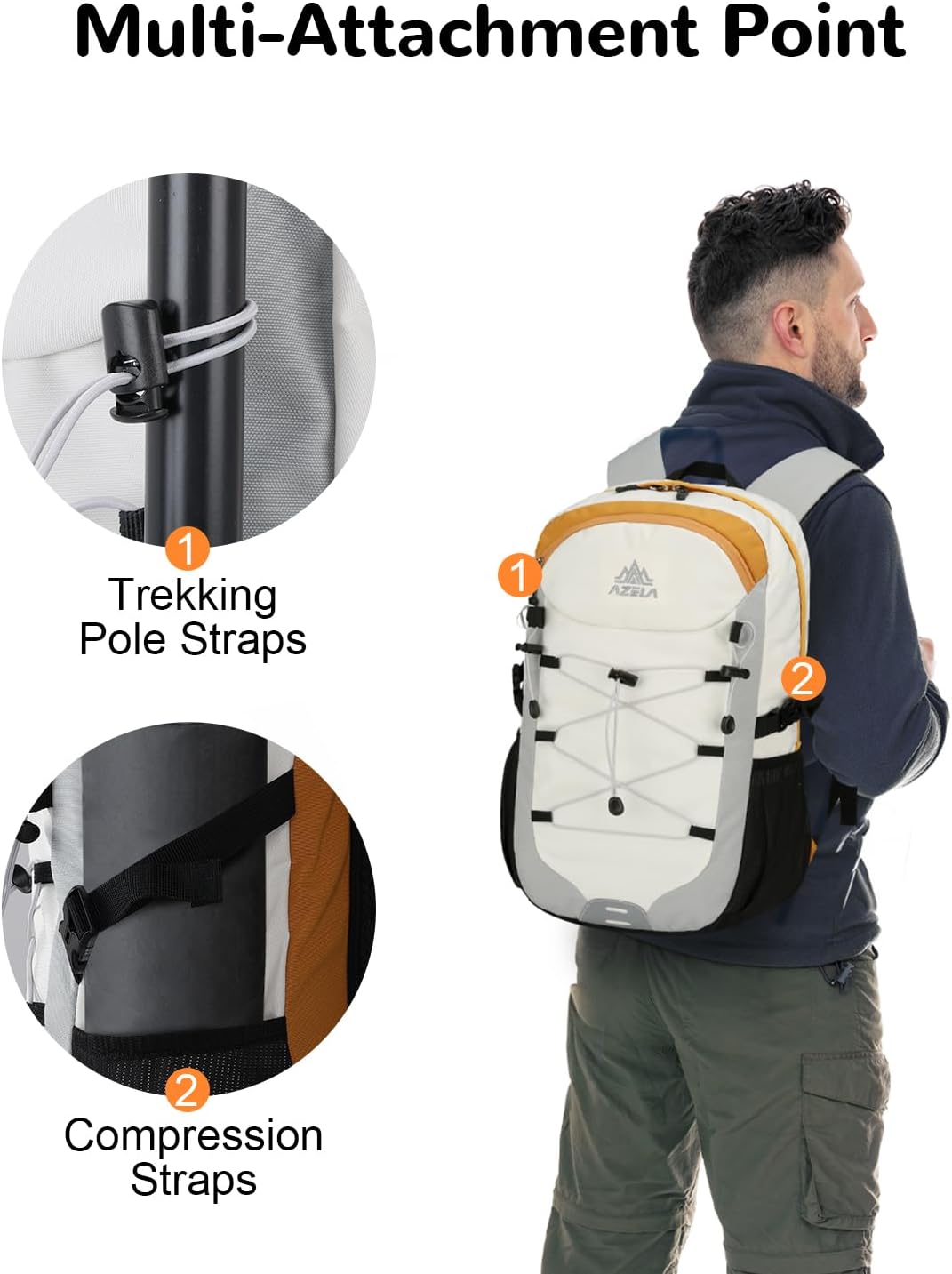 20L Small Waterproof Hiking Backpack with Chest Strap for Men Women, Lightweight Outdoor Daypack, Gray