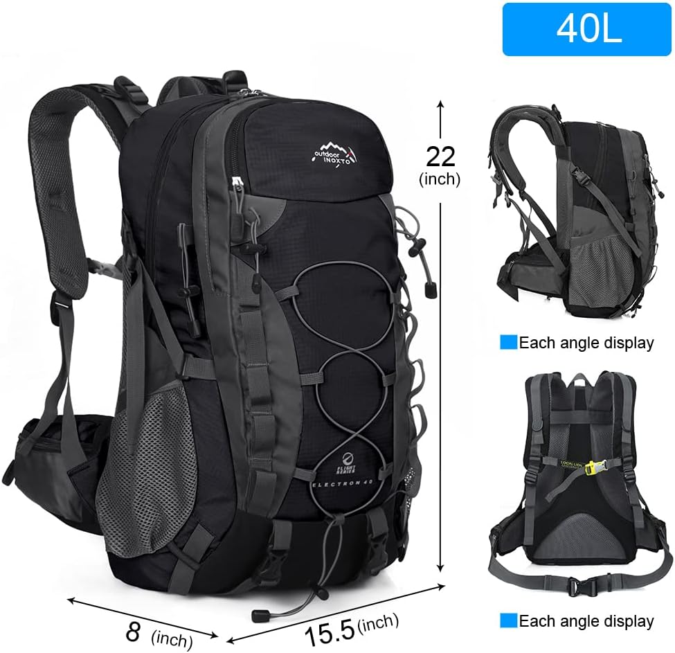 INOXTO lightweight Hiking Backpack 35L/40L Hiking Daypack with Waterproof Rain Cover for Travel