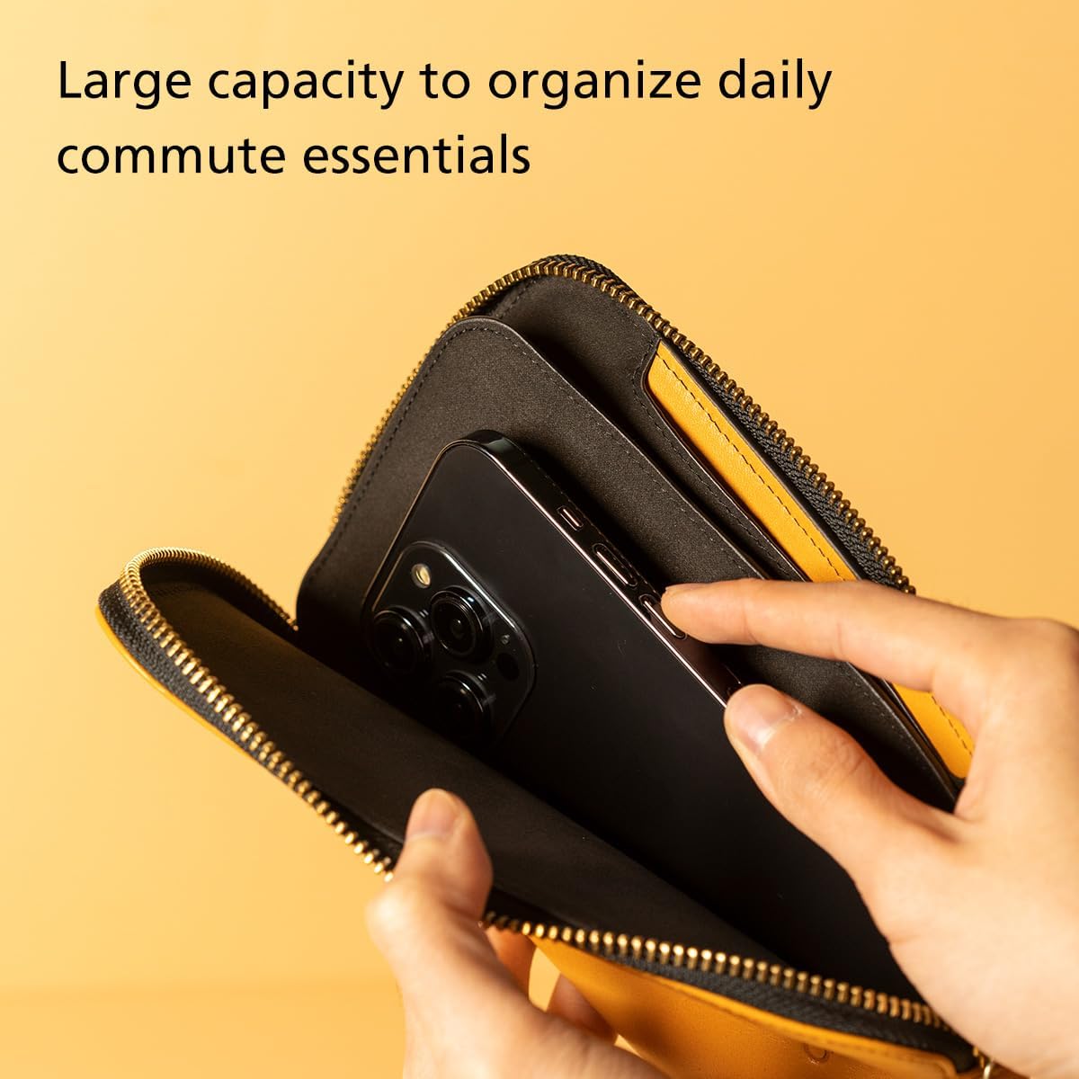 Alto Travel Phone Wallet, Italian Leather Case Passport Holder, Designed for Phones Up to 6.8 inches, Android and iPhone 17, Air, 16, 15, 14, 13 (Caramel Brown) (Not for iPhone 17 Pro Max, 16 Pro Max)