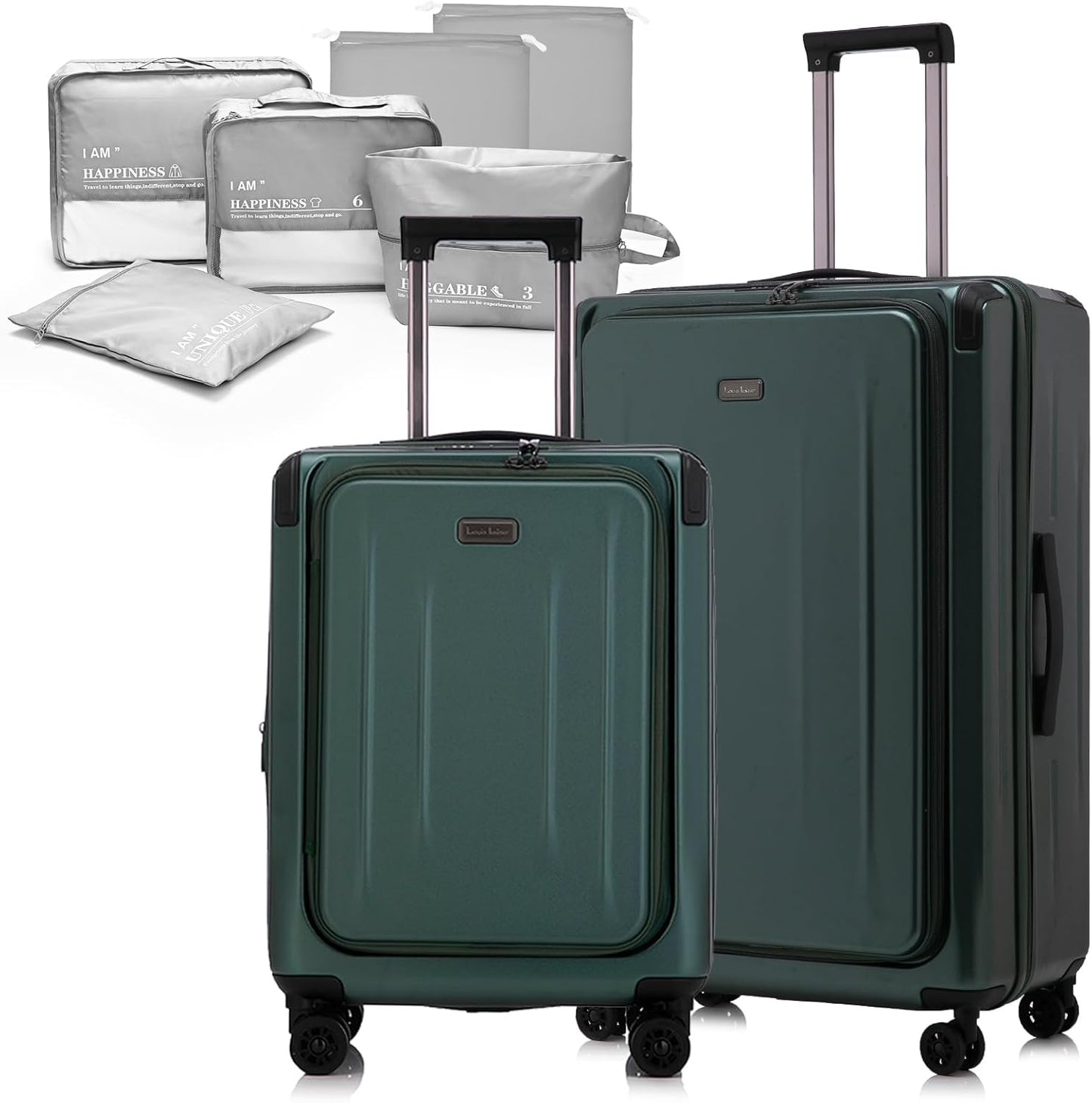Premium Carry On Luggage, 20Inch+29 Inch Top Opening Airline Approved ABS+PC Hard Shell Suitcases with Silent Wheels, TSA Lock,Front Pocket and Wet-dry Separated Six-piece Set