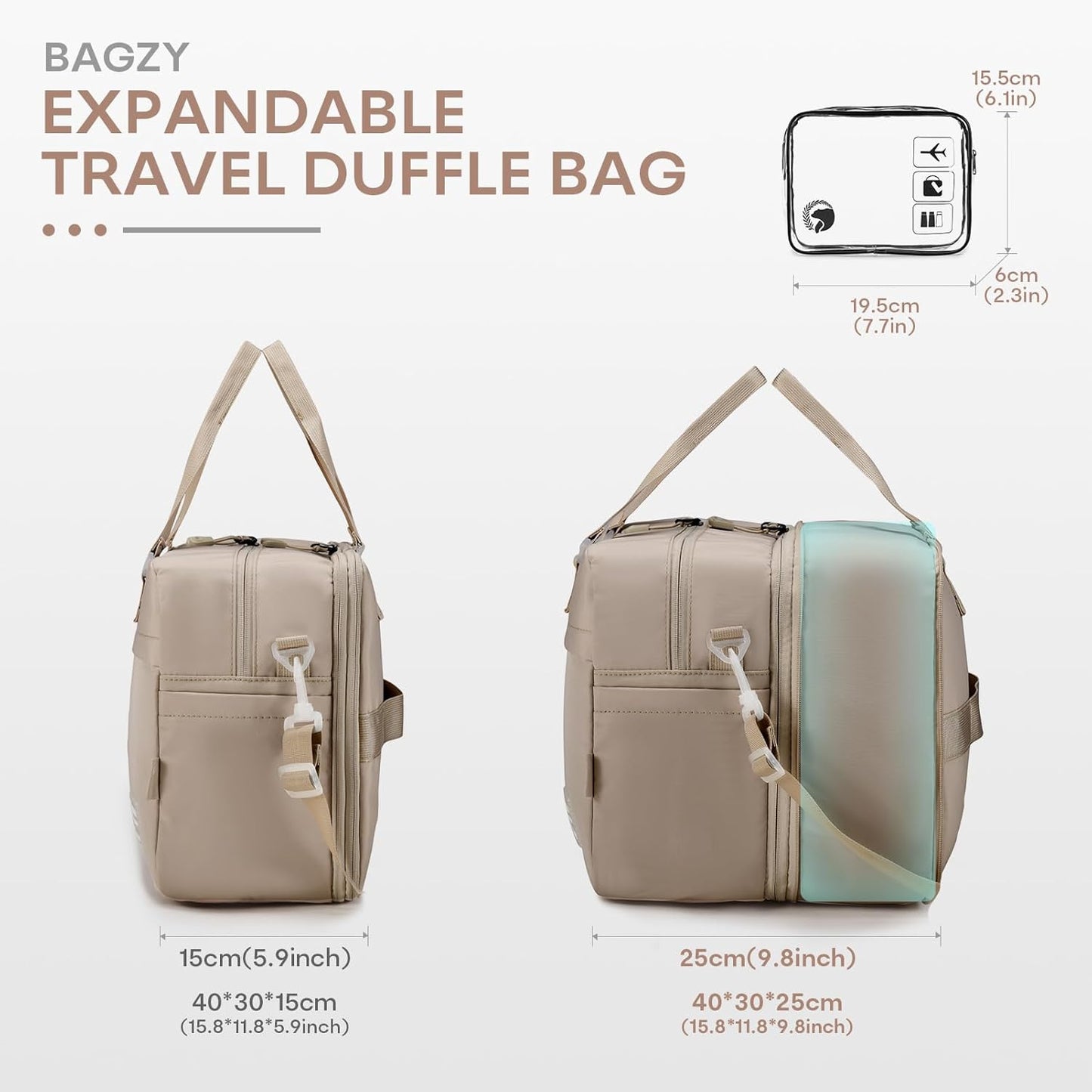 40x30x15cm Personal Item Travel Bag Expandable 40x30x25cm Gym Bag Lightweight Duffle Bag Mens Weekender Bags for Women with Wet Pocket for Overnight Hospital Carry on Bags for Airplanes Pink