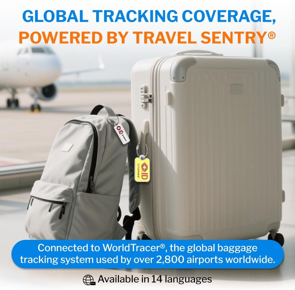 Forge TSA Approved Cable Luggage Locks with TSA008, 4-Digit Combination & Open Alert Indicator, Zinc Alloy Body, 2 Orange Travel Locks with 2 TSID Smart Lost & Found Tags for Luggage & Suitcase