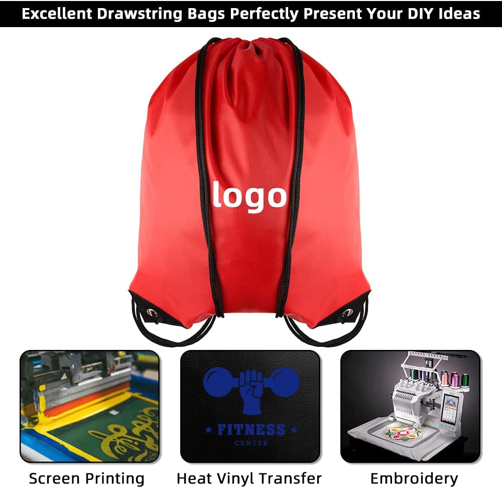 GoodtoU Drawstring Backpack Bulk, 20 Pcs Draw String Bags Cinch Bag Drawstring Gym Bag Sackpack Backpack for Women Men, Red
