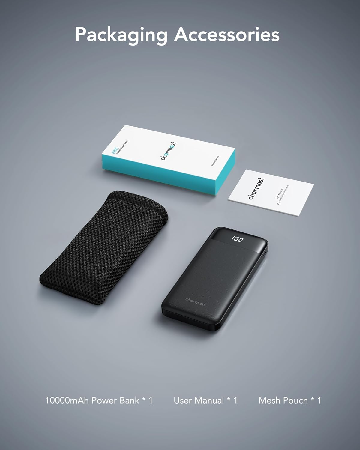 charmast Portable Charger Power Bank with Reinforced Built-in 4 Cables