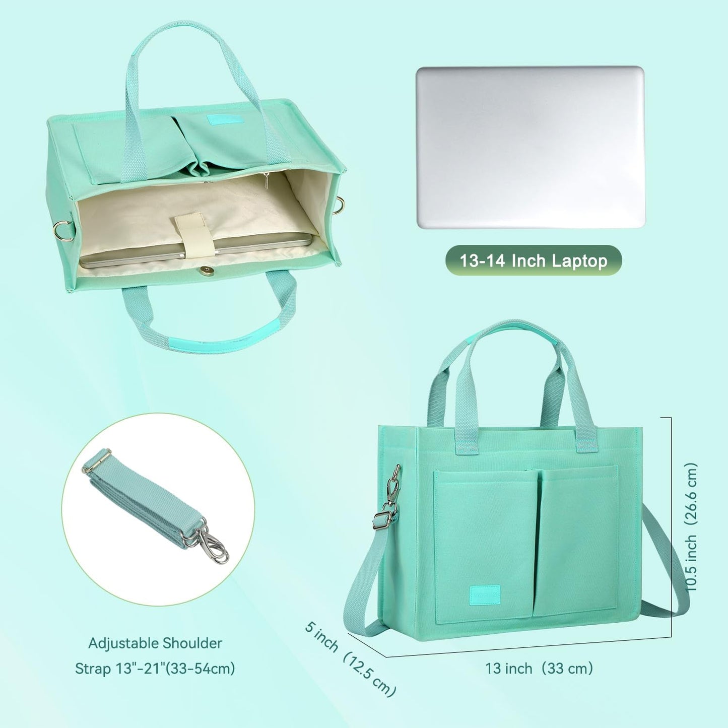 Voova Large Canvas Tote Bag for Women, Womens Laptop Work Bags Crossbody Purse Handbag Shoulder Travel Messenger Totes
