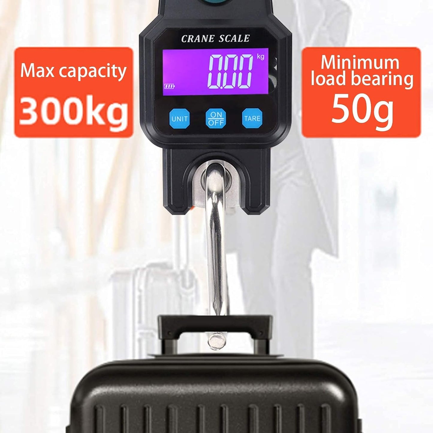 Digital Crane Scale 300kg/600lbs with LED Handheld Mini Hanging Scale for Garage Farm Hunting Fishing Etc(300kg/Plastic Shell)