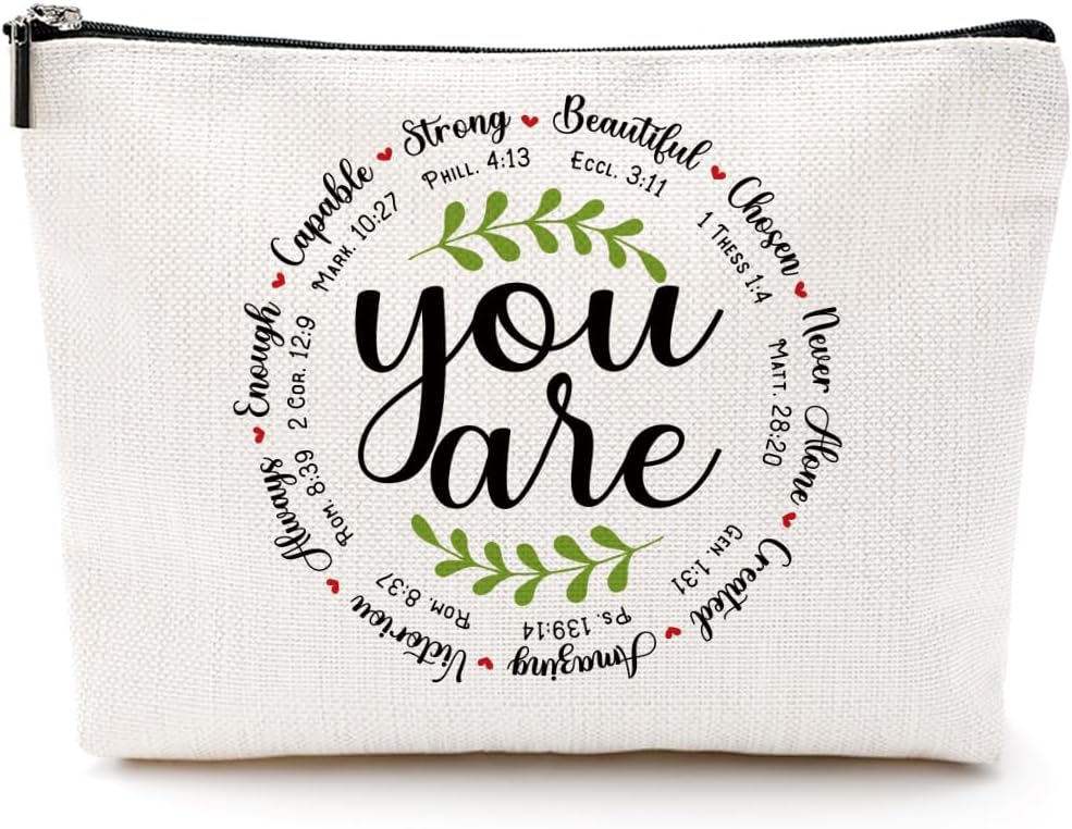 Inspirational Gifts for Women Self Care Makeup Bag Mental Health Awareness Positive Affirmation Gifts for Her Girls Therapist Psychologist Tutor Zipper Pouch Toiletry Bag Christmas Birthday
