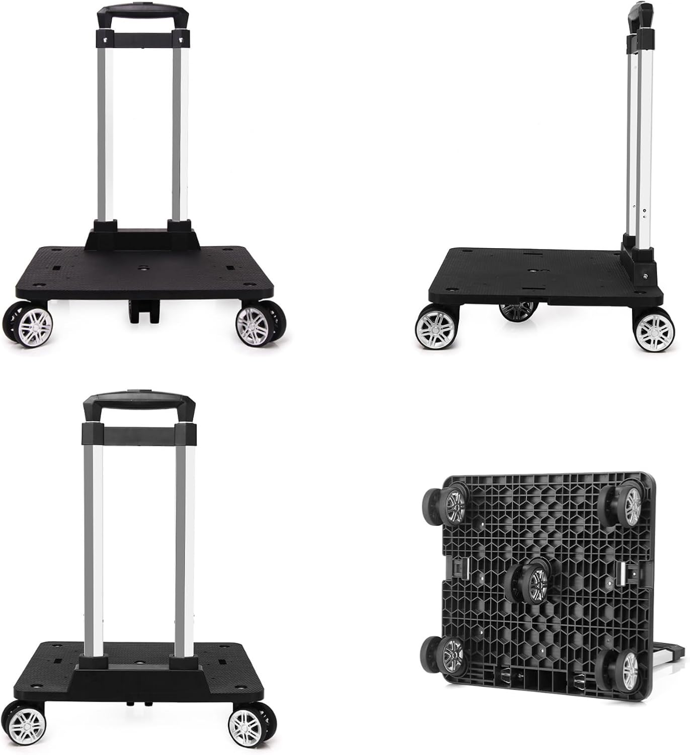 Backpack Trolley with 5 Wheels Folding Compact Lightweight Luggage Cart Spinner Rolling Luggage Cart for Bags, Pet Carriers, Dog Backpacks Carriers
