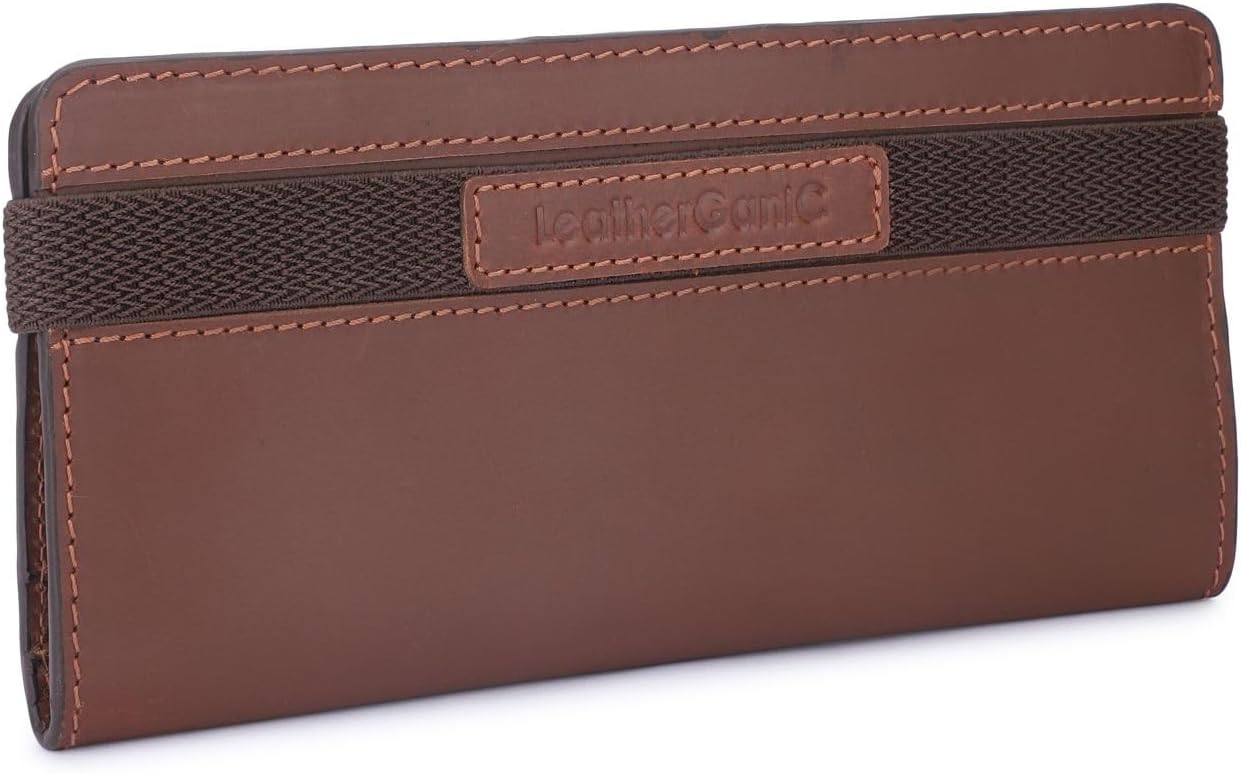 Passport Wallet for Men & Women Genuine Leather Bifold Travel Wallet RFID Blocking Long Passport Holder Document Organizer Travel Pouch Airline Ticket Wallet with Zipper Pocket [Tan]