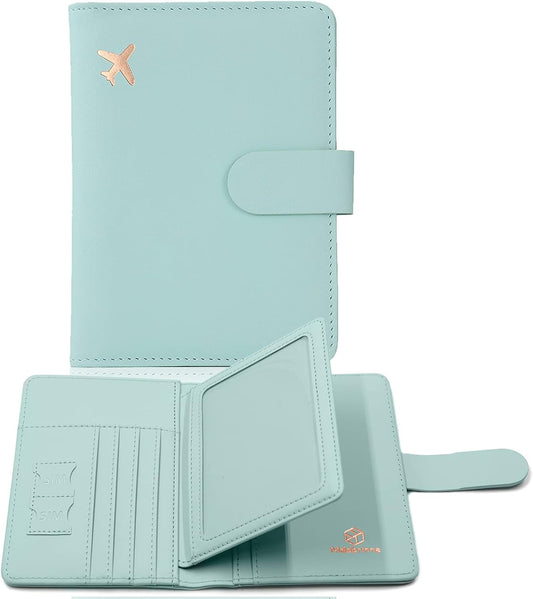 Melsbrinna Rfid Passport Holder for Travel women/Men, Cute Passport Wallet Rfid Blocking Card Slots, Rfid Passport Cover/CaseTravel Wallet, Passport Book Holder (1, Green1)
