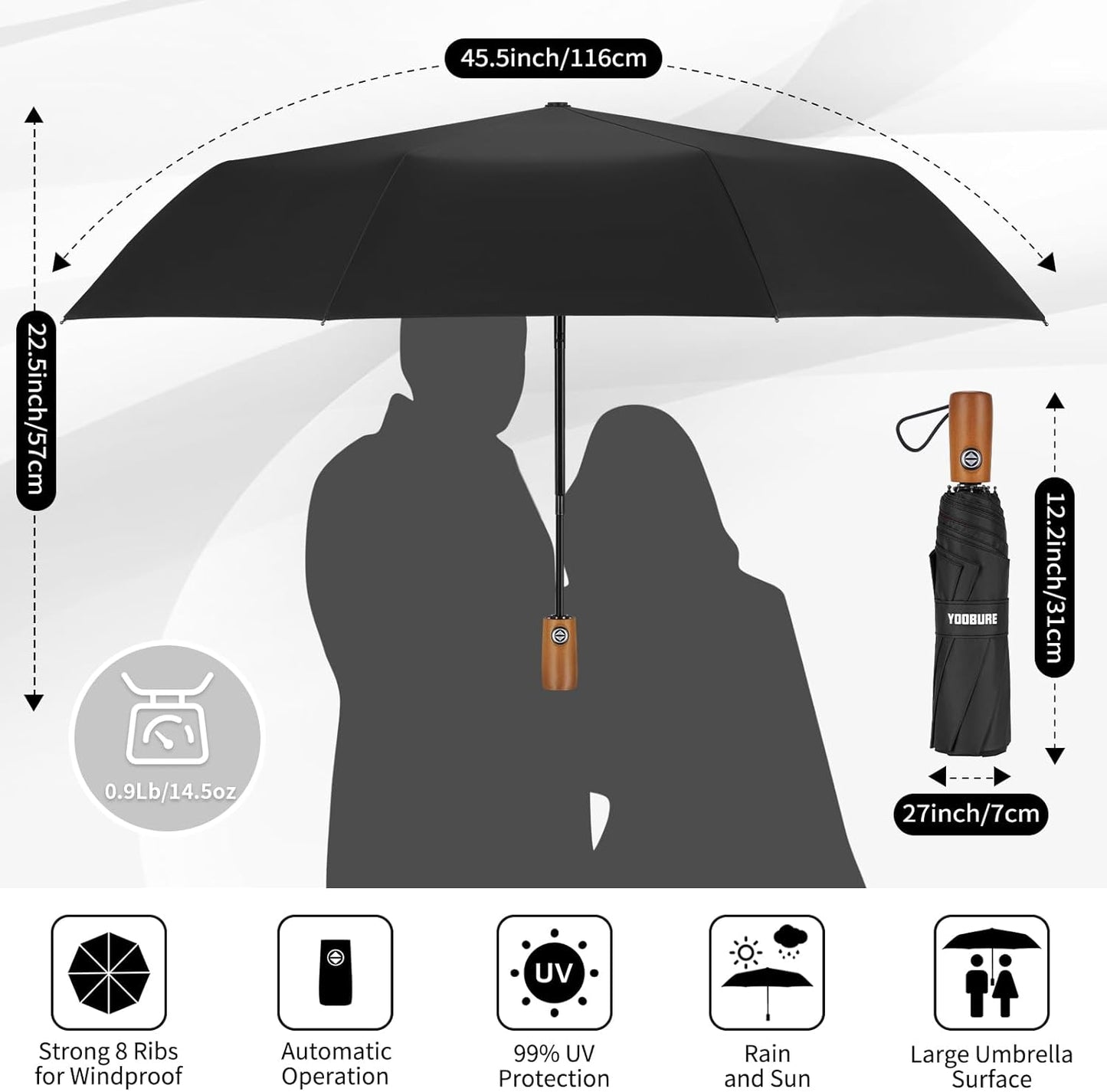 Yoobure Travel Umbrella Portable Compact Umbrellas, Pocket Mini for Purse, Umbrellas for UV Sun & Rain Small for Backpack, Umbrella with Case Folding for Kids Women